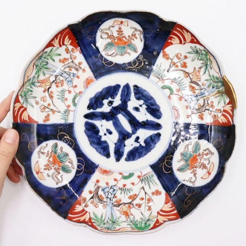 希少な明治時代の金継ぎ手描き中皿