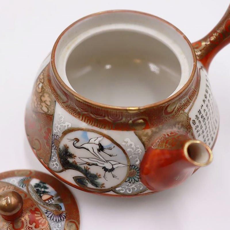 明治期九谷 最高峰加賀九谷 赤絵細描 煎茶道具 急須 茶器 煎茶 九谷焼