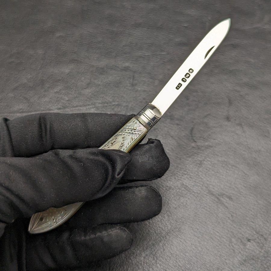 英国製 純銀P フェイクボーンハンドル ナイフ フォーク 12本 (L10