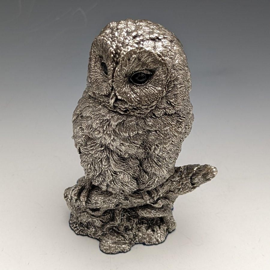 純銀張り彫刻 フクロウ オブジェ 385g 英国 カントリーアーティスト社