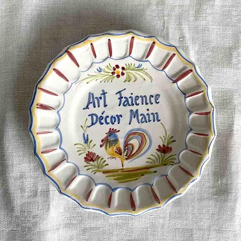 フランス製手描き鶏絵小皿壁掛け飾り皿