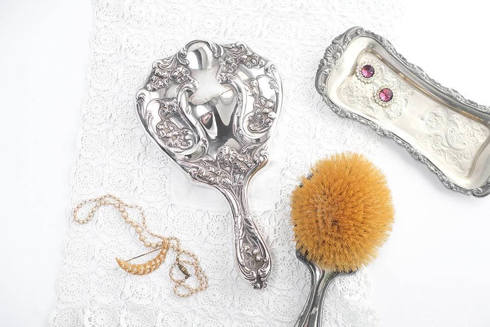 アンティーク シルバープレートハンドミラーVictrian - アンティーク