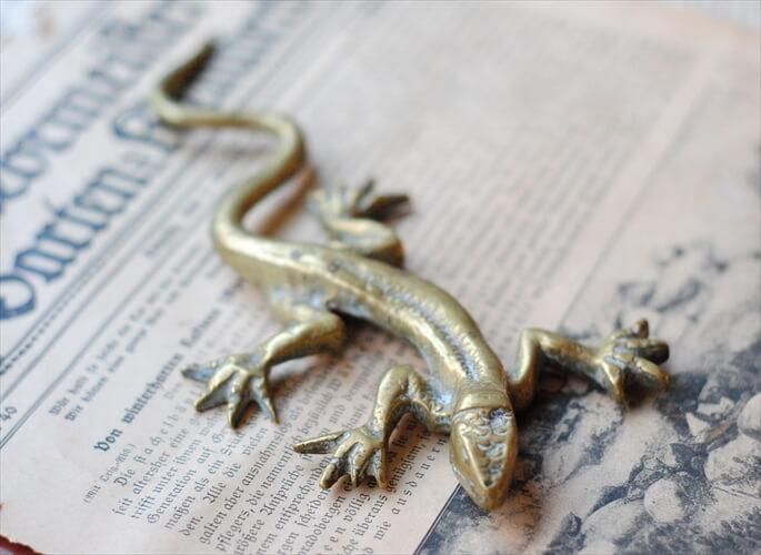 ヴィンテージ 真鍮 トカゲ オブジェ フランス ブロカント
