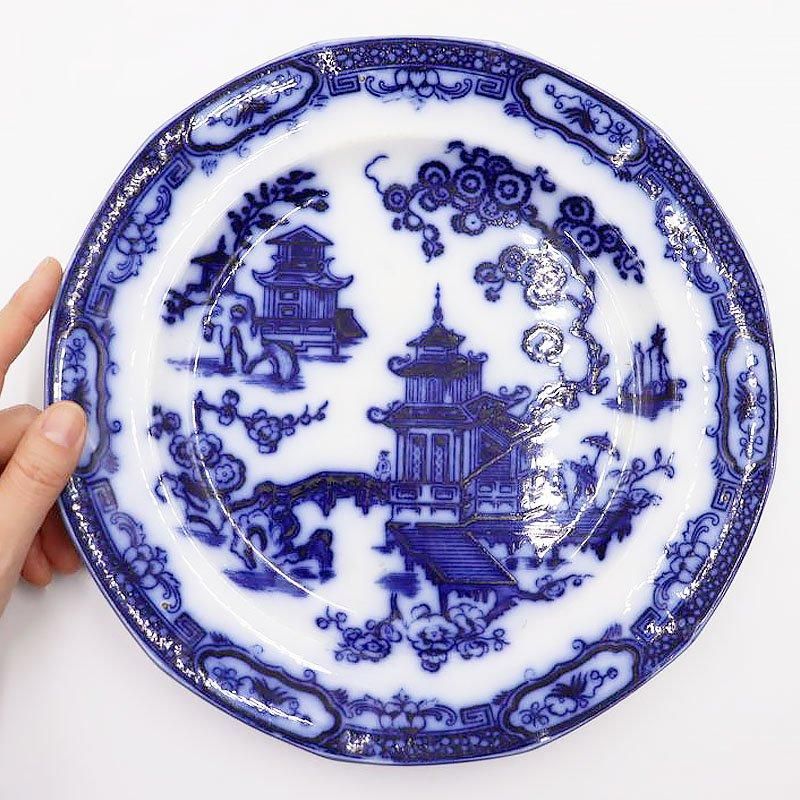 アンティーク深皿 オランダ製1880年頃 シノワズリ柄