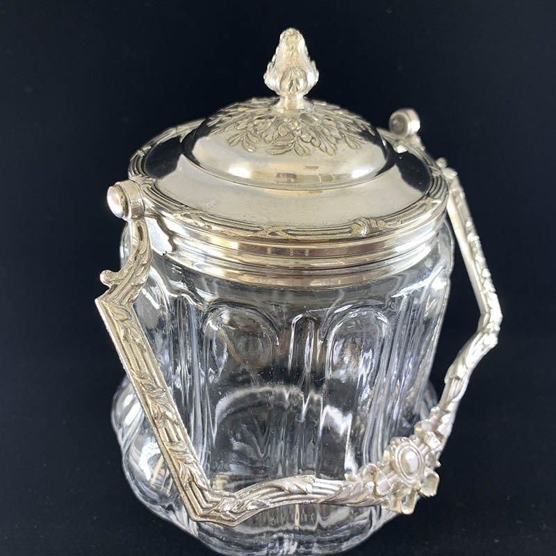 エレガントなガラスビスケットジャー 持ち手付き