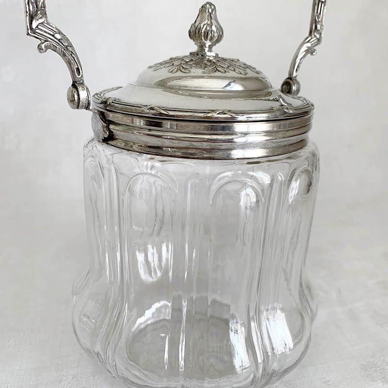 エレガントなガラスビスケットジャー 持ち手付き
