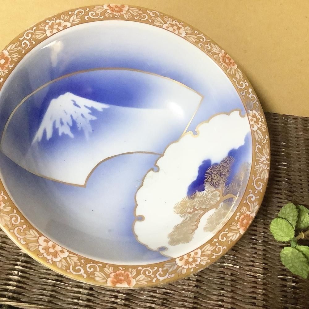 深川製磁 明治時代頃の鉢 花模様