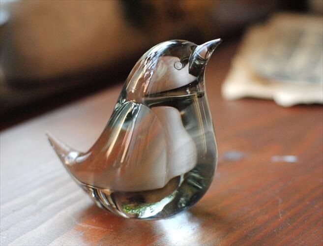 スウェーデン ガラスの鳥 オブジェ 北欧ヴィンテージ
