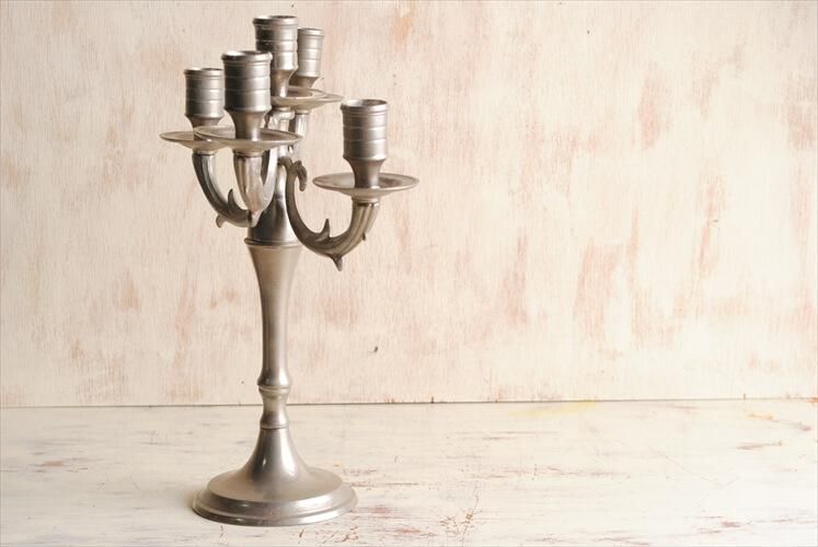 ドイツ製 ピューター 錫 5灯キャンドルホルダー アンティーク