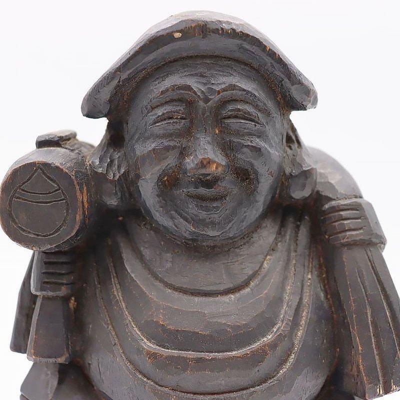 大正時代のアンティーク木彫り大黒天置物
