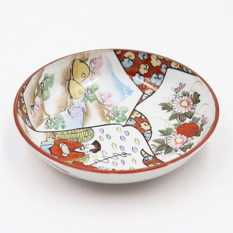 大正時代のアンティーク九谷焼小皿 縁起物柄