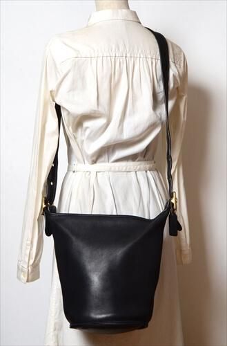 オールドCOACH バケツ型ダッフルバッグ 本革黒