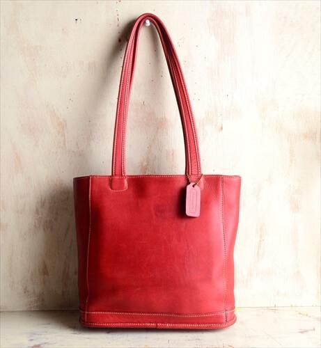 オールドCOACH トートバッグ 本革 レッド USA製