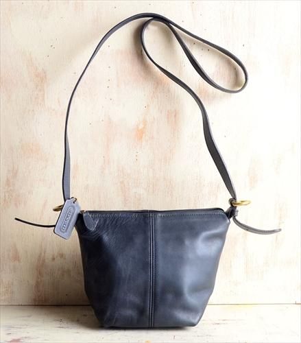 COACH オールドショルダーバッグ 本革 ネイビー メンズ