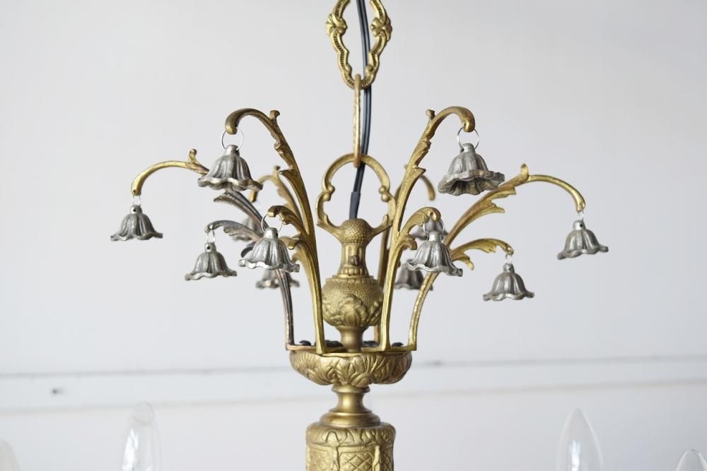 フランス製シャンデリア｜1920年代真鍮製 天使と花の彫刻
