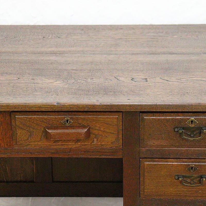 ヴィンテージ ケヤキ材 片袖机 大正昭和の木製デスク