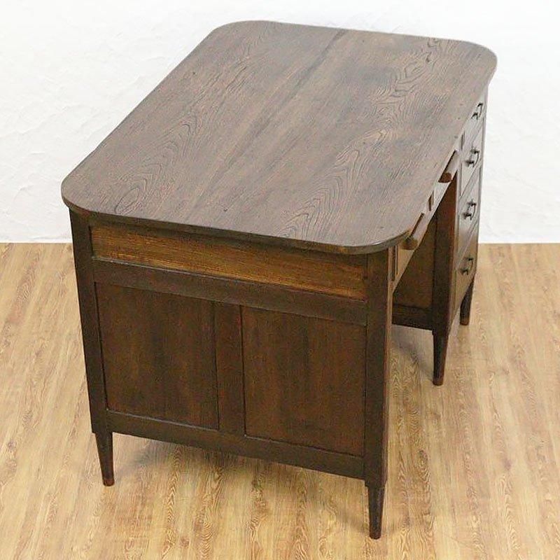 ヴィンテージ ケヤキ材 片袖机 大正昭和の木製デスク