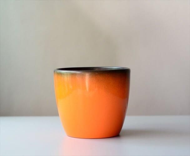 ドイツ製 ヴィンテージ オレンジ陶器鉢カバー