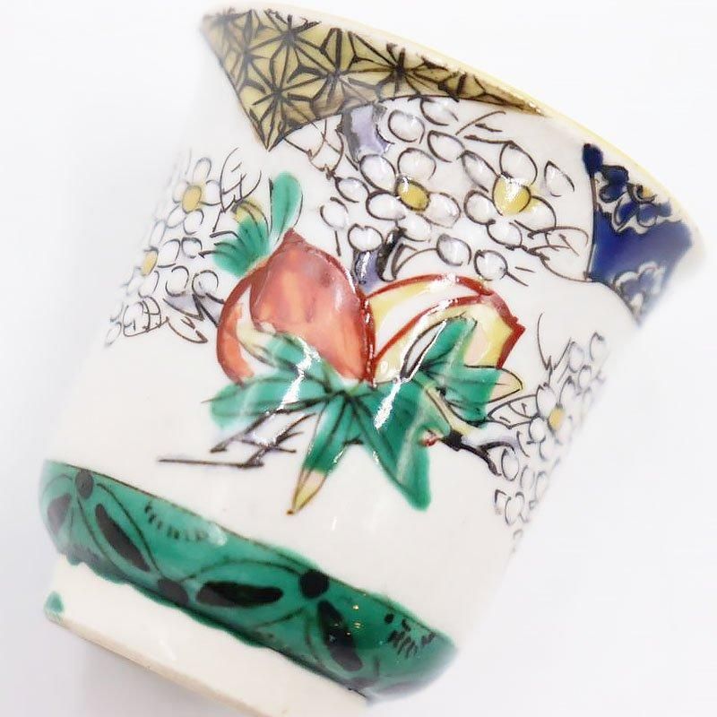 九谷焼 手描き 猪口 ぐい呑み 大正時代 アンティーク