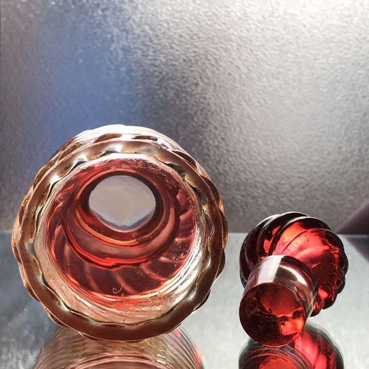 アンティーク美品 バカラバンブー香水瓶 赤黄グラデーション 大きい