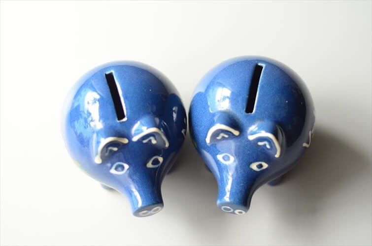 ドイツ製アンティークブタ貯金箱 かわいく癒される2個セット