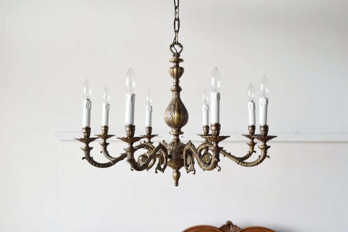 フランス製真鍮シャンデリア｜1930年代重厚感ある8灯式