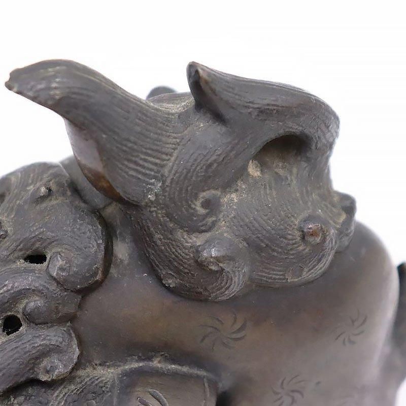 大正時代のアンティーク獅子香炉 重厚な存在感