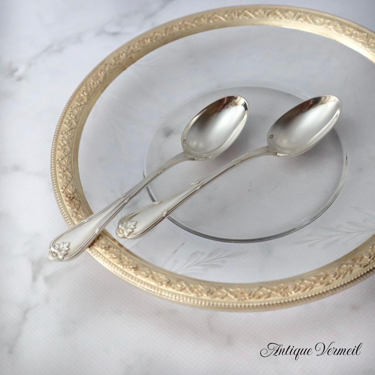 フランス製アンティーク銀スプーン ルイ16世スタイル2本セット