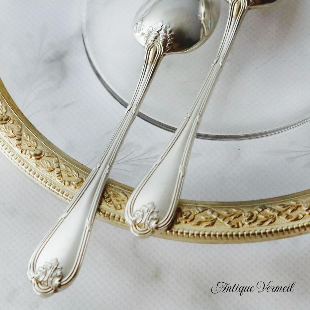 フランス製アンティーク銀スプーン ルイ16世スタイル2本セット
