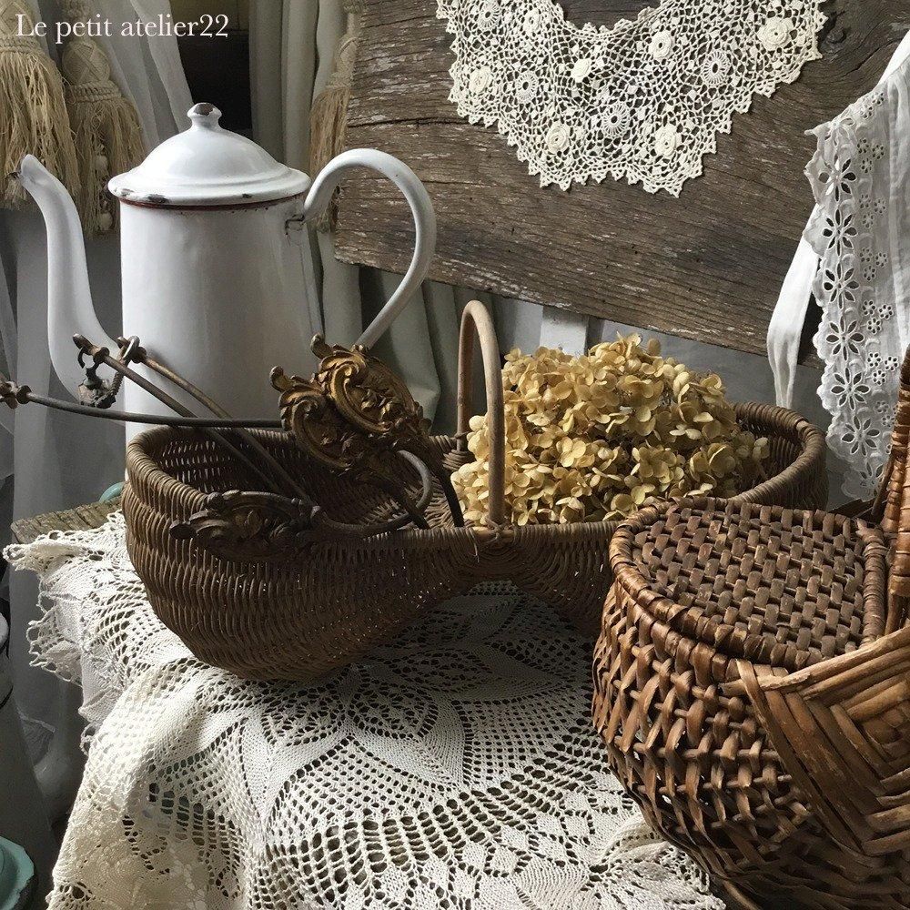 フランス アンティーク ピーナッツ型 バスケット 36.5cm