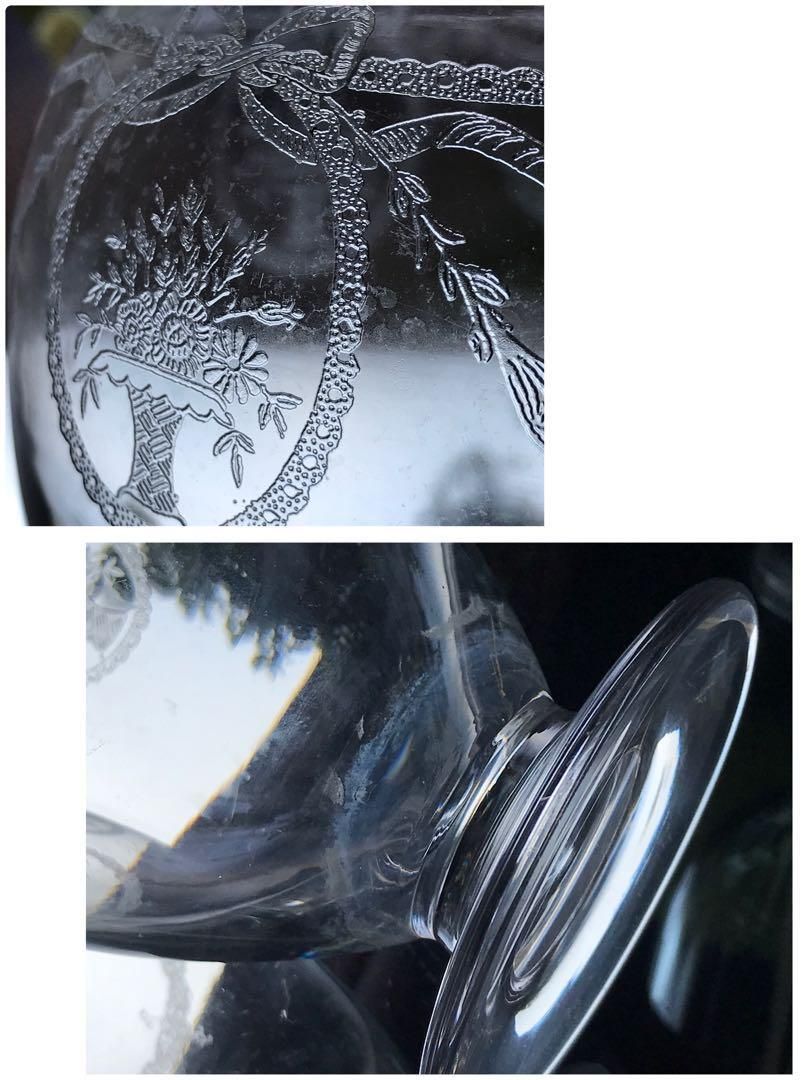 アンティーク1900年製 サンルイの優雅な花籠デザイン クリスタルカラフェ