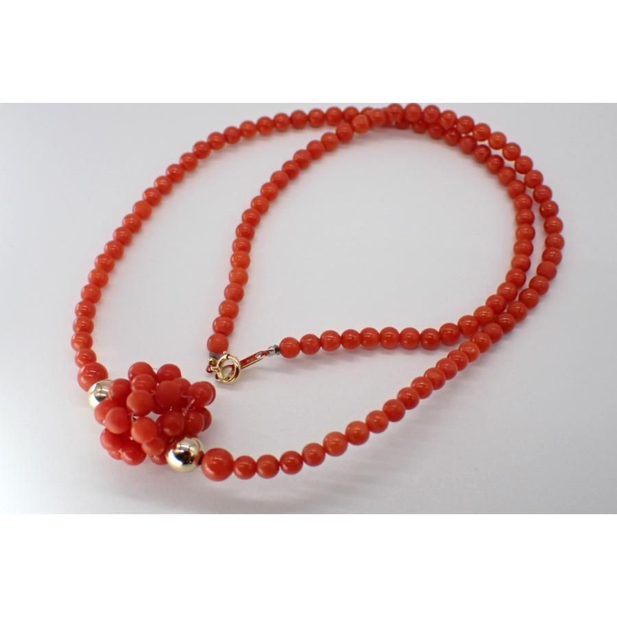 昭和珊瑚薔薇彫刻ネックレス