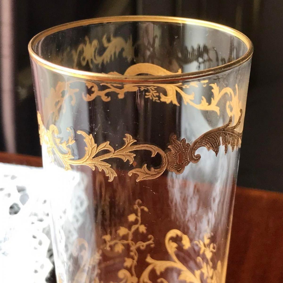 アンティーク1936年前 サンルイミカド金彩タンブラー優雅な薔薇装飾