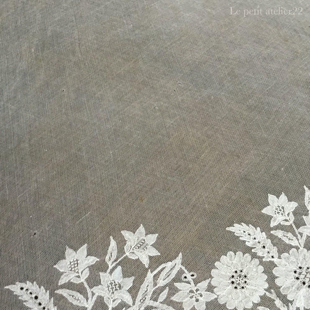 長方形) フランス 19世紀 アンティーク ウエディングベール チュール