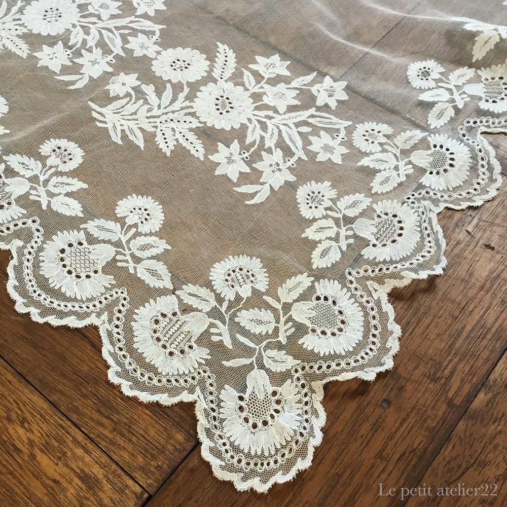 長方形) フランス 19世紀 アンティーク ウエディングベール チュール