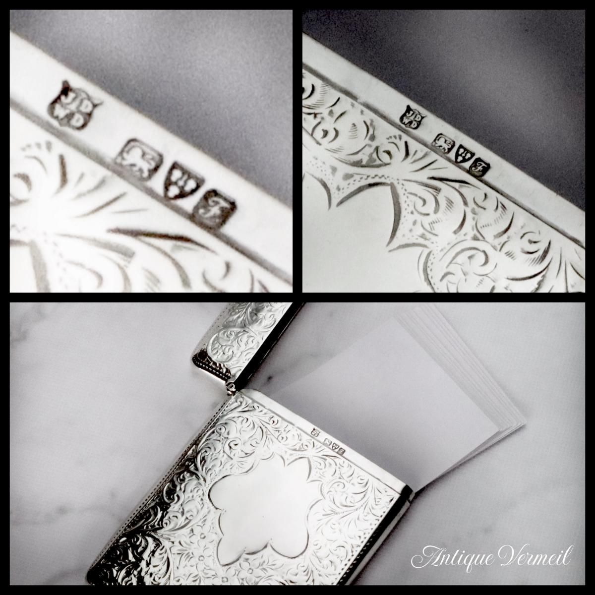 英国製1906年 アンティーク花模様銀製カードケース