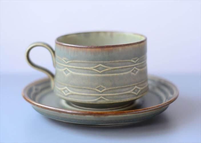 デンマーク製アンティークルーンカップソーサー希少なデザイン
