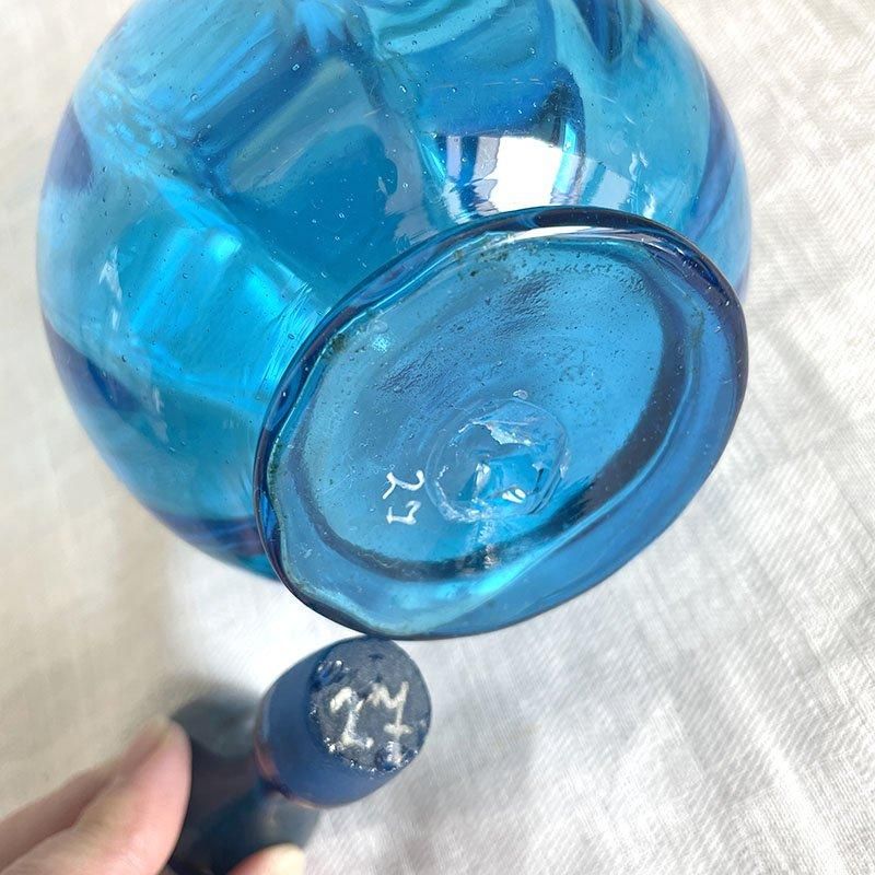 Murano ムラノ 金彩 蓋付き 水色 レース 水差し ピッチャー Murano