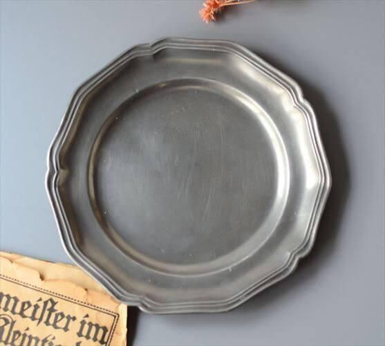 フランス製アンティークピュータープレート 22cm