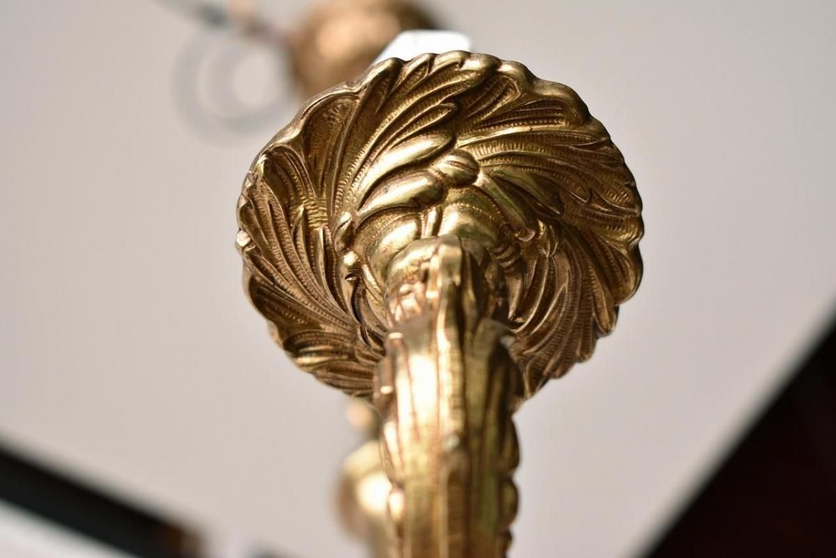 フランス製アンティークシャンデリア｜1920年代真鍮小さめ4灯式