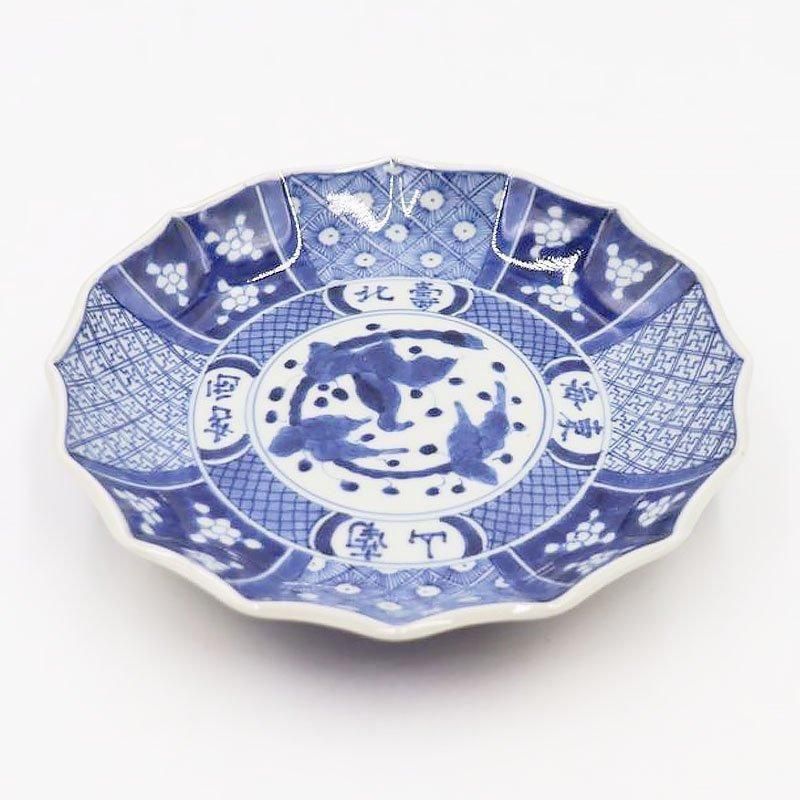 大正時代アンティーク和骨董取り皿 染付き手描き