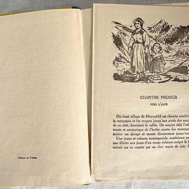 フランス古書 ハイジ レトロ挿絵 アルプスの風景 色彩豊か【山ガール】