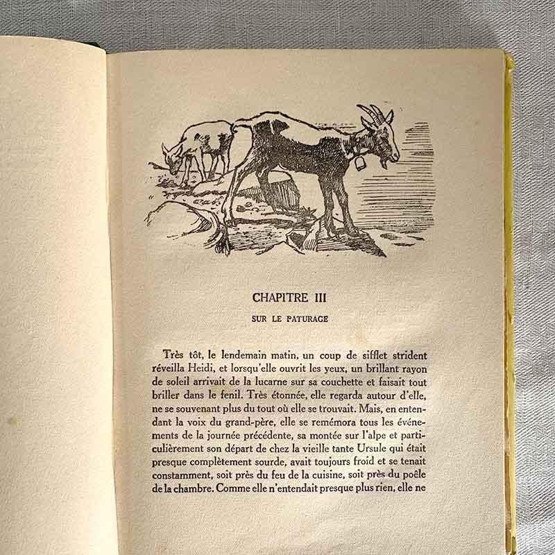 フランス古書 ハイジ レトロ挿絵 アルプスの風景 色彩豊か【山ガール】