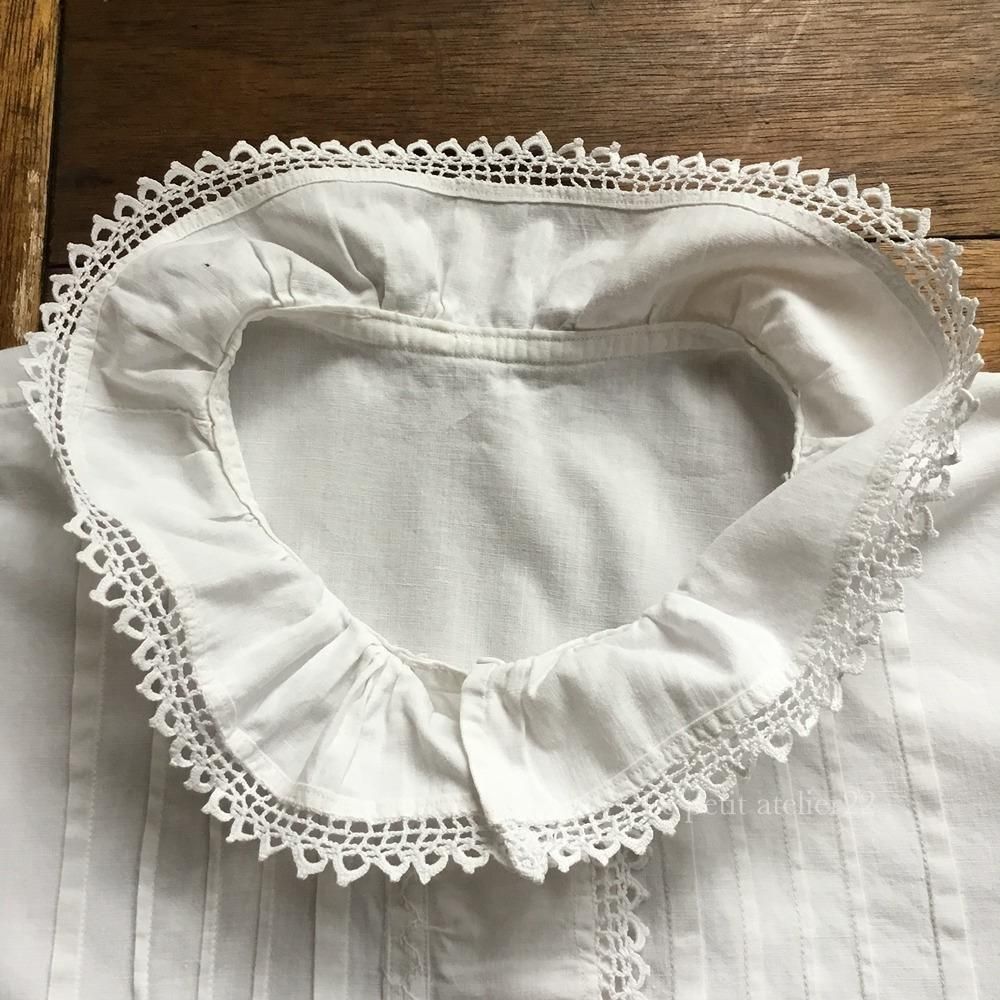 大人用S/M) フランス アンティーク コットン ブラウス レース襟