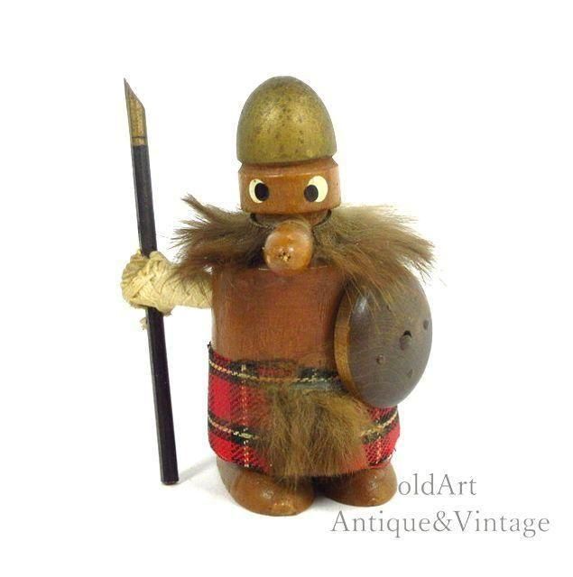 希少な1960年代デンマーク製ヴィンテージ木製バイキング人形