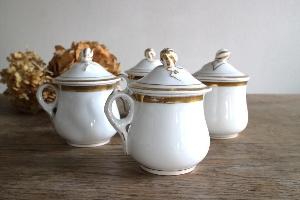 フランス19世紀 蓋付きクリームカップ アンティーク