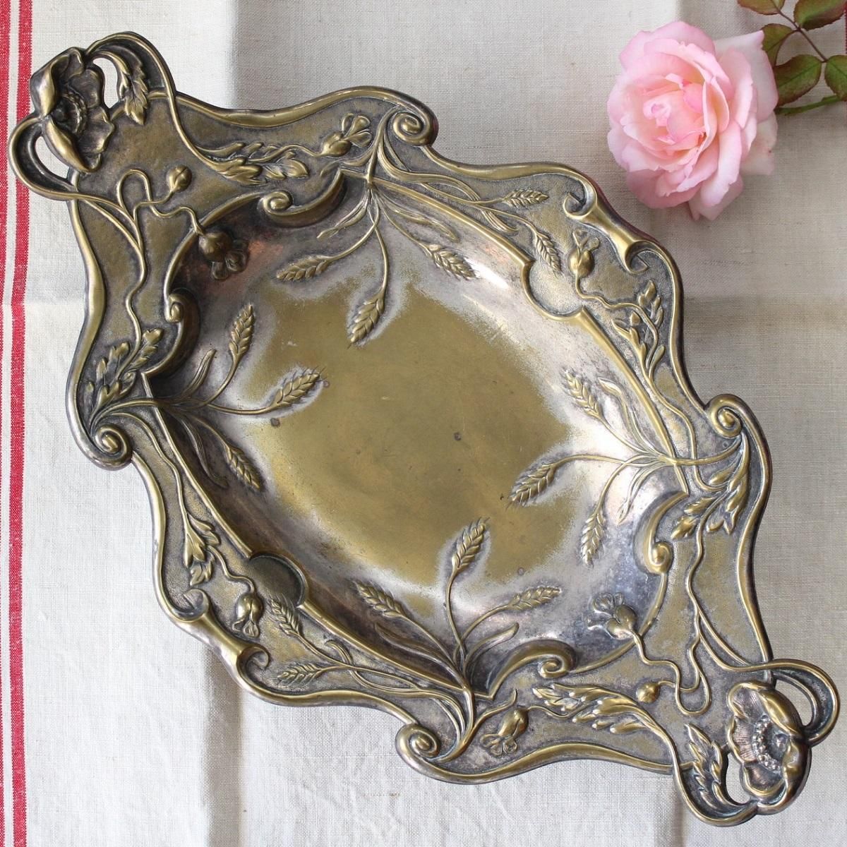 アールヌーボー 真鍮プレート フランスアンティーク
