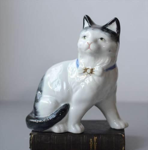 フランス 白磁器 猫 オブジェ ヴィンテージ フィギュア