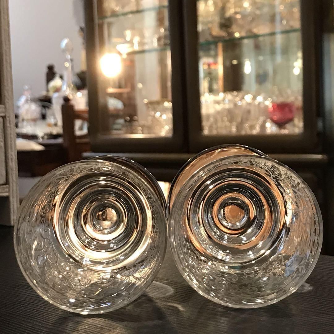 アンティーク オールドバカラ ルリ ワイングラスペア 7cm