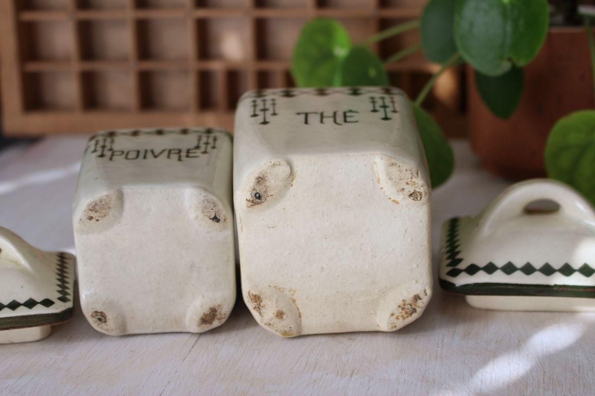 フランス アンティーク 陶器キャニスターセット